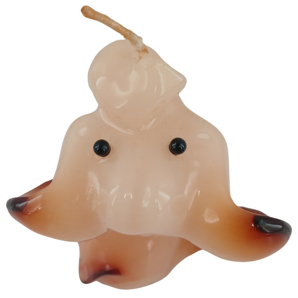 Small Wax Elephant Candle Decorative Kitsch Animal – Orange & Brown Collectible - Picture 4 of 10